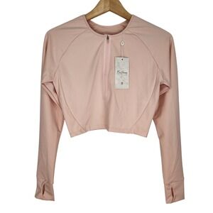Buffbunny Collection NWT Seven Seas Pink Quarter Zip Cropped Long Sleeve Top M
